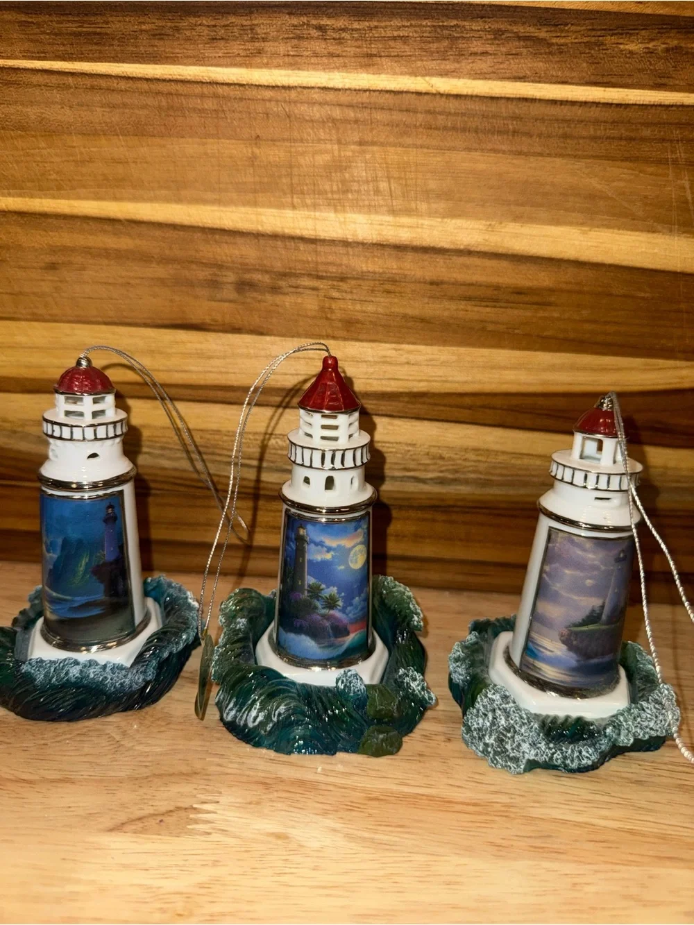 Thomas Kincaid Lighthouse Seaside Reflections Christmas Ornaments Lot Of 9